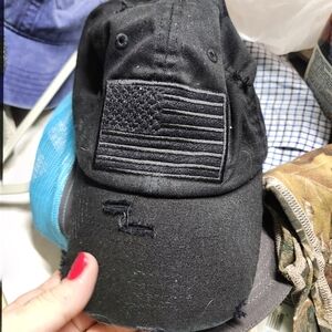 KBETHOS Black Distressed Hat with Flag Patch